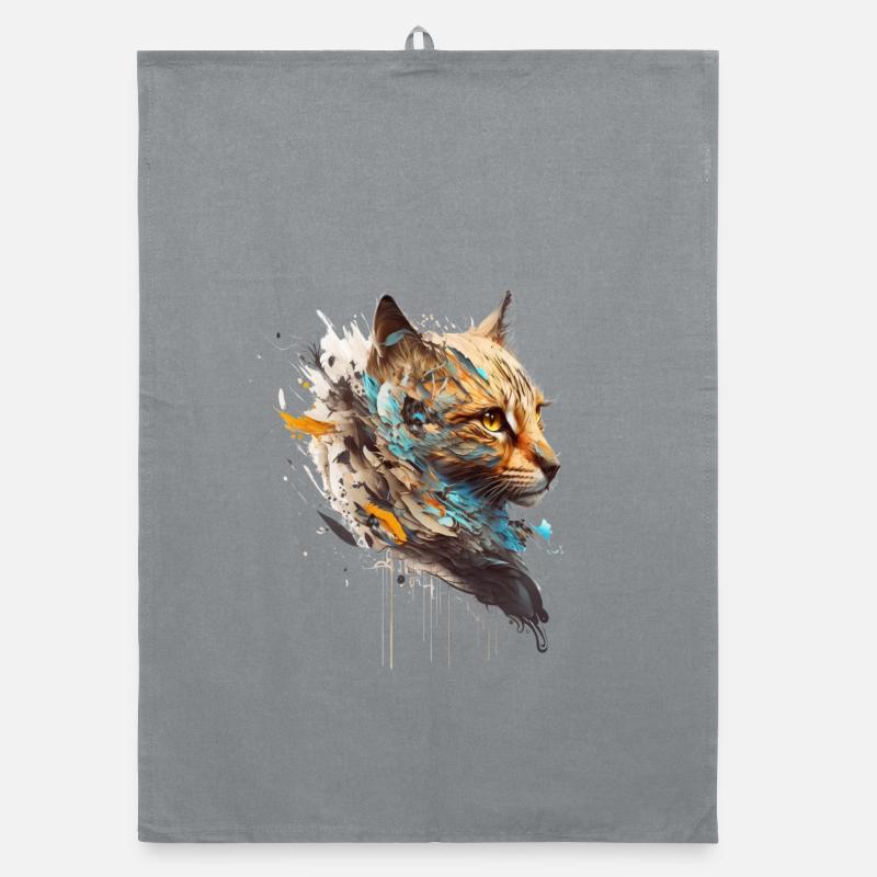Cute big cat in side profile Organic dish towel