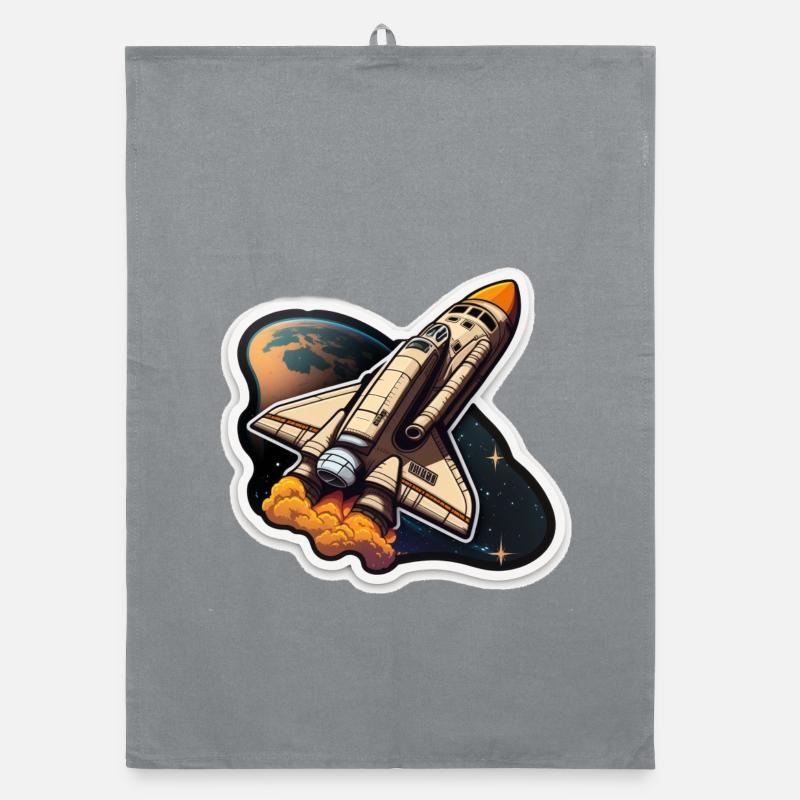 Space Rocket Organic dish towel