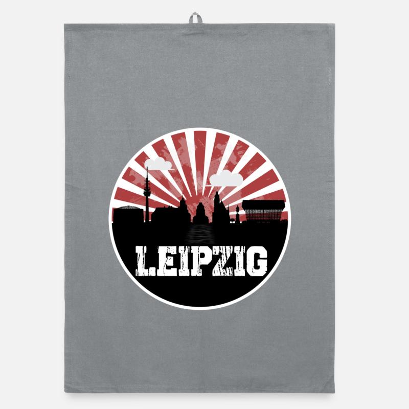Leipzig Heimspiel Skyline - Organic Geschirrtuch - Grau