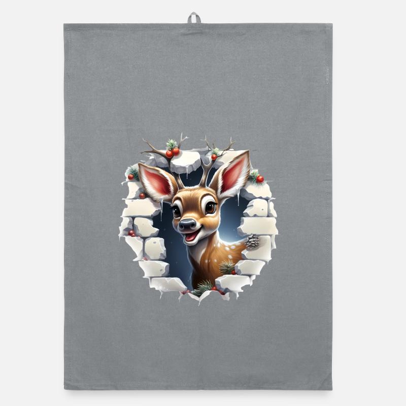 Cerf mignon dans le trou dans le mur Torchon bio