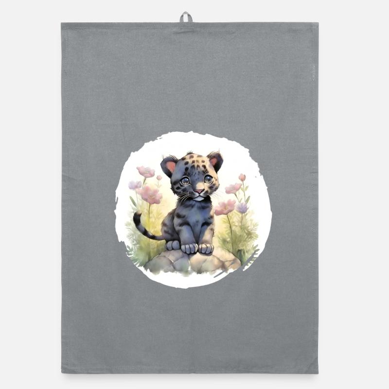 Aquarelle de panthère Torchon bio