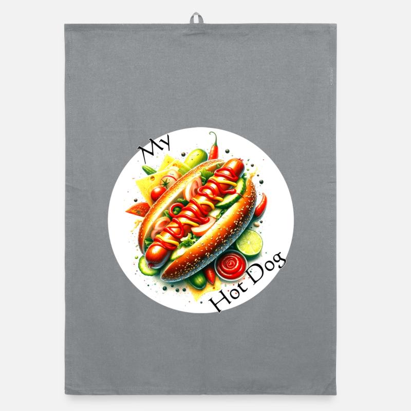 Explosion de couleurs Hot Dog Art Torchon bio
