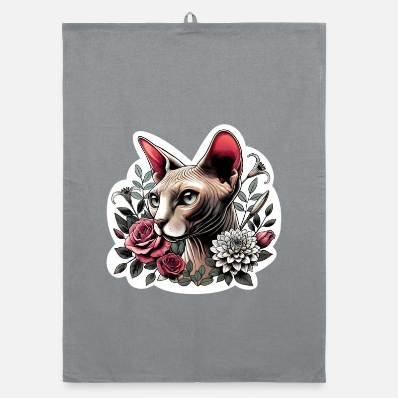 Rose Sphynx Cat Organic dish towel