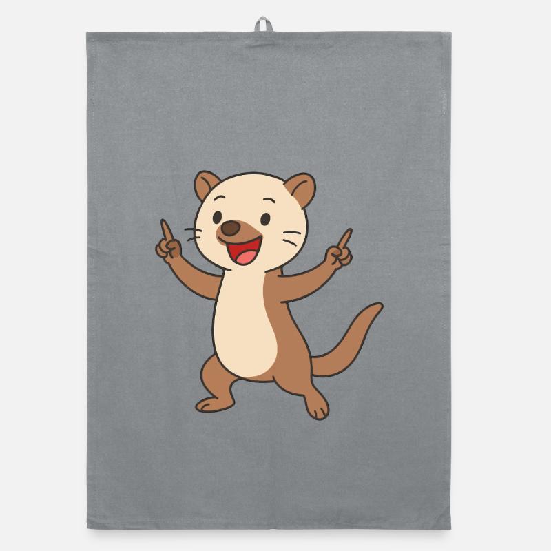 Dancing marten dwarf Organic dish towel