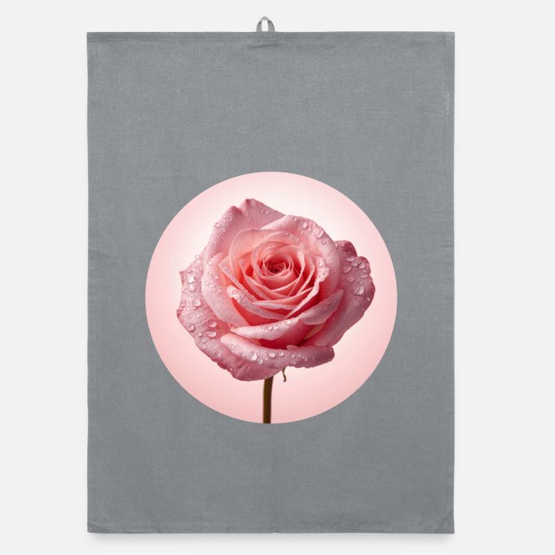 Roses roses délicates avec rosée Torchon bio