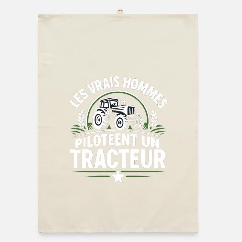 Real men drive a tractor Organic dish towel
