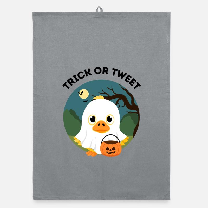 Trick oder Tweet – Süße Halloween Ente Organic Geschirrtuch
