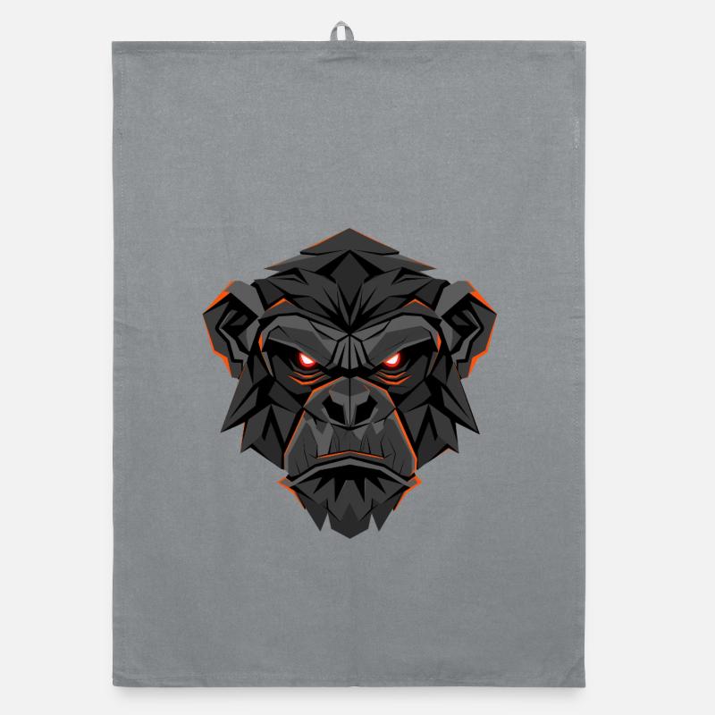 Neon Gorilla Lowpoly Face Organic dish towel