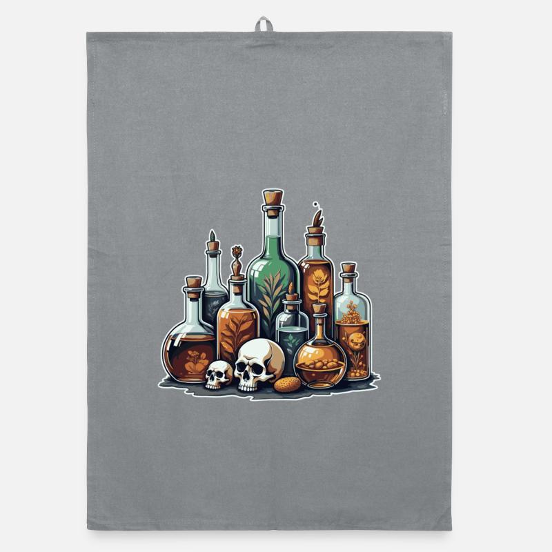 Alchemy Vial Skull Design Organic dish towel