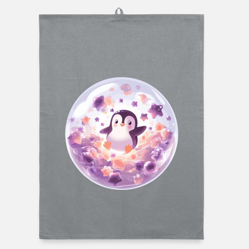 Pinguin in Seifenblasenkugel Organic Geschirrtuch