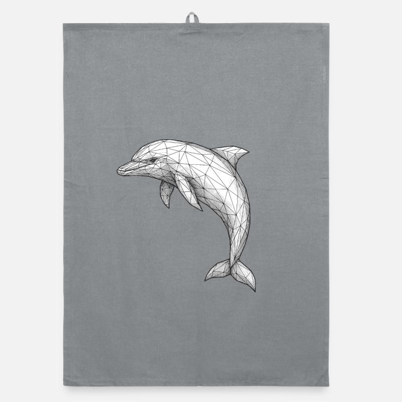 Geometric Polygon Dolphin Organic dish towel