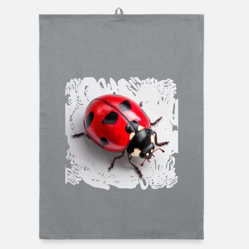 Red Ladybug Pattern Seven-Point Organic dish towel