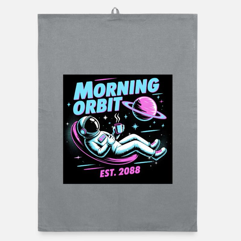 Orbite matinale : Café des astronautes - Torchon bio - bruyère