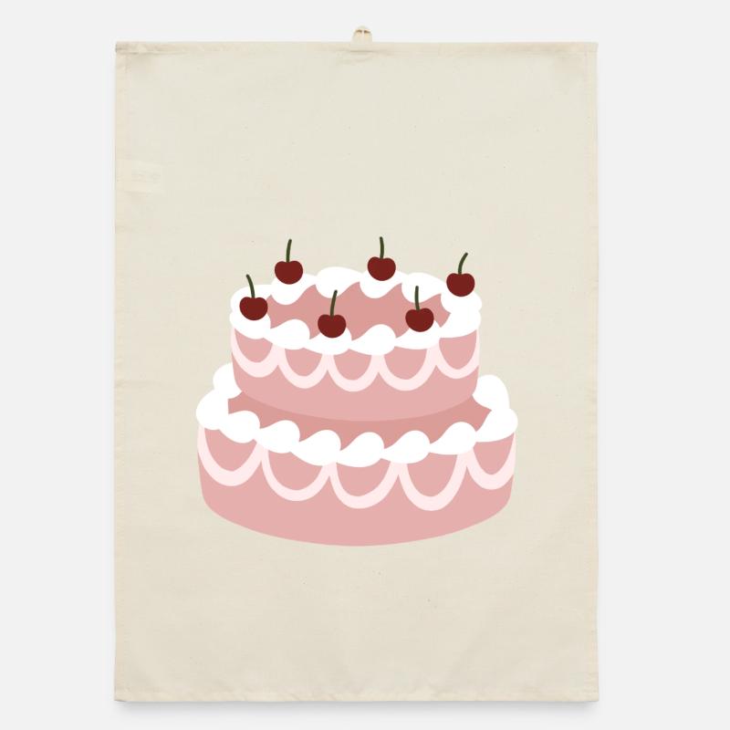 Cherry Pink Layer Cake Organic dish towel