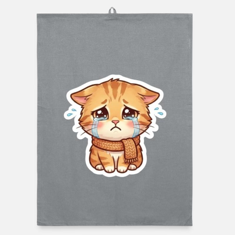 Chaton qui pleure avec une écharpe Torchon bio