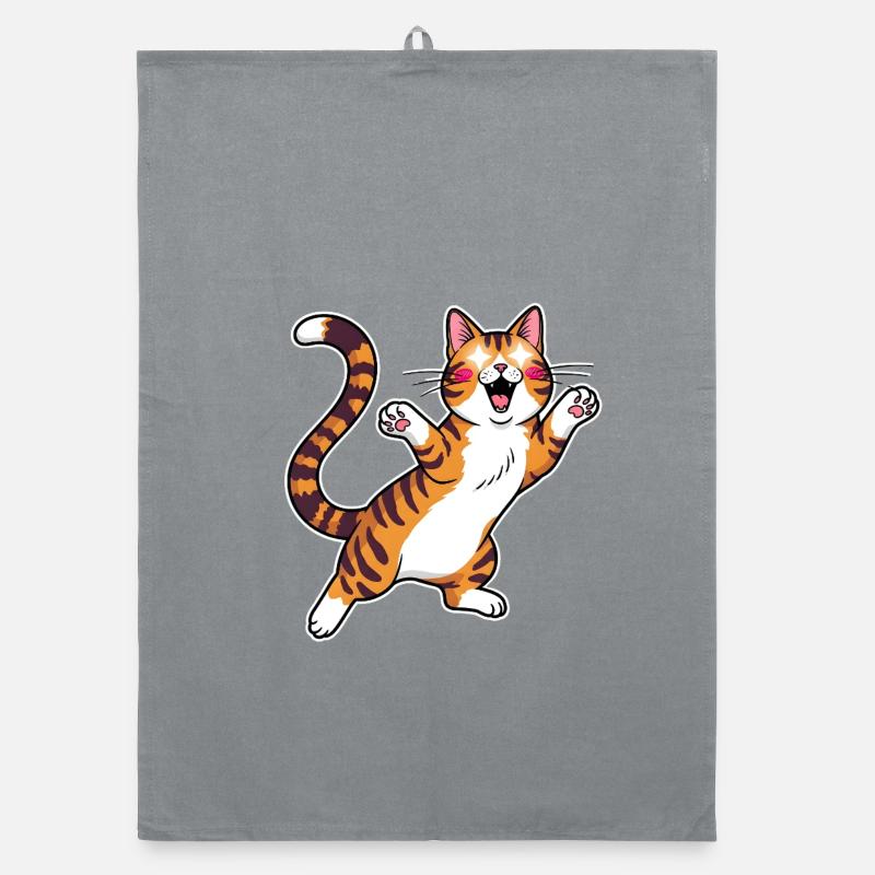 Joie sauteuse et joyeuse chatte tigrée Torchon bio