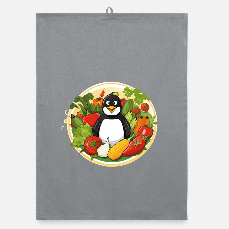 Penguin in the vegetable paradise Organic dish towel