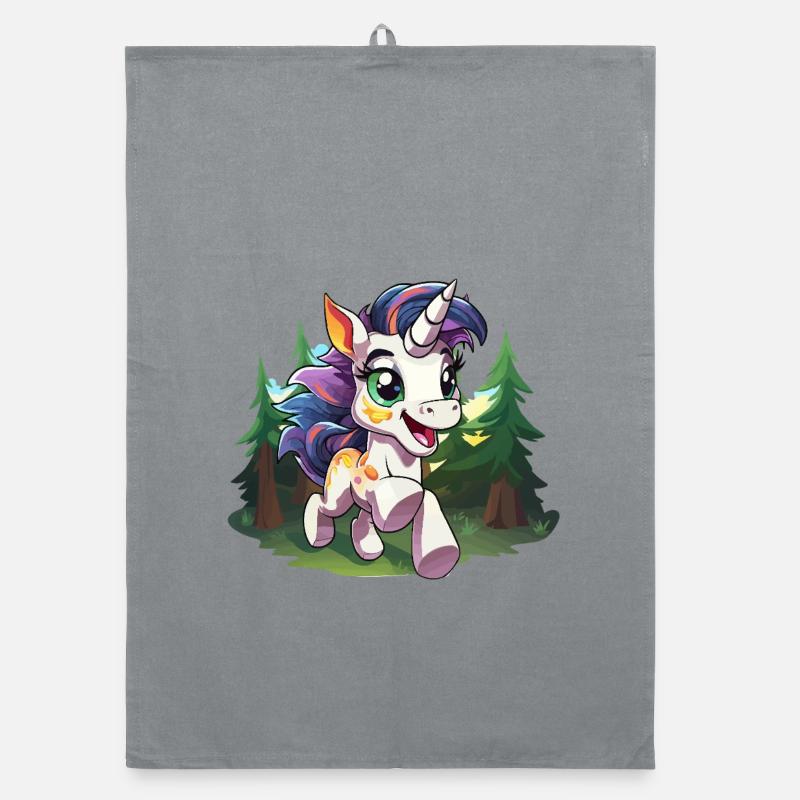 Licorne colorée de la forêt heureuse Torchon bio
