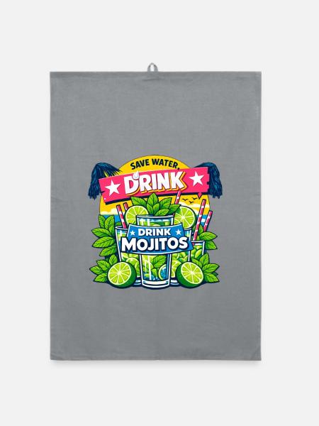 Spar das Wasser, trink Mojitos - Organic Geschirrtuch - Grau - Vorne