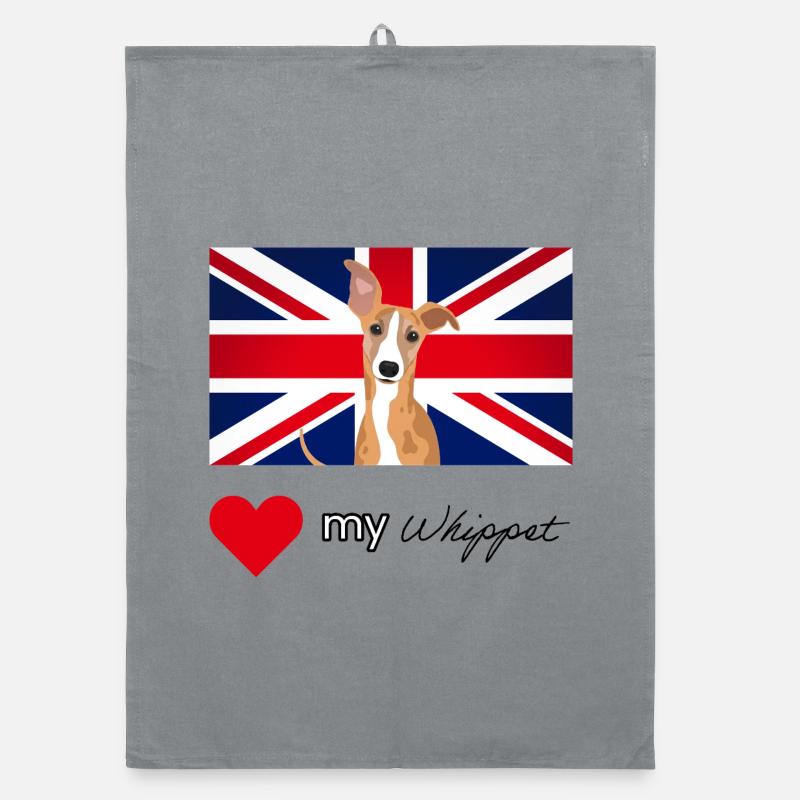 LUVMYWHIPPET (Schwarzer Text, Lebendig) - Organic Geschirrtuch - Grau