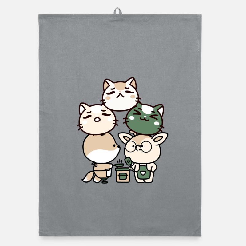 Fox with Prosthesis and Deer: Kawaii Kitchen Organic dish towel
