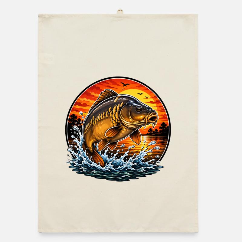 Sunset Mirror Carp Jump Organic Geschirrtuch