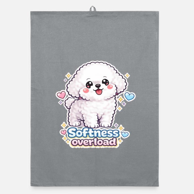 Surcharge de douceur - Design de chien Bichon mignon Torchon bio