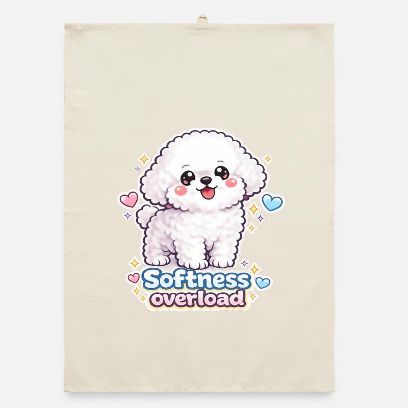 Softness Overload - Cute Bichon Dog Design Organic dish towel