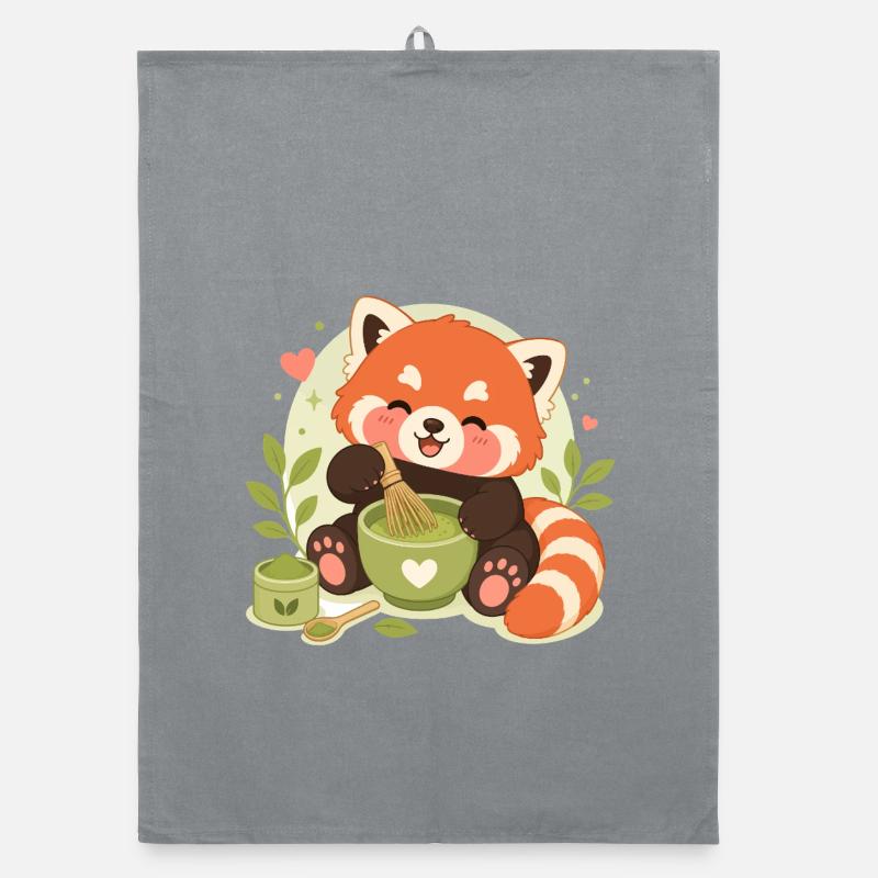 roter Panda Matcha Liebe Organic Geschirrtuch