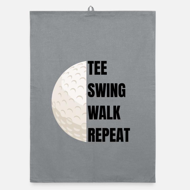 Tee Swing Walk Repeat - Golf slogan - Organic Geschirrtuch - Grau