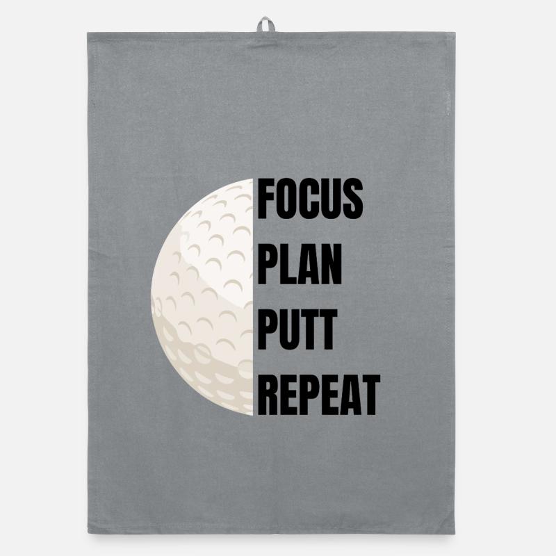 Focus Plan Putt Repeat – Golf Slogan Torchon bio