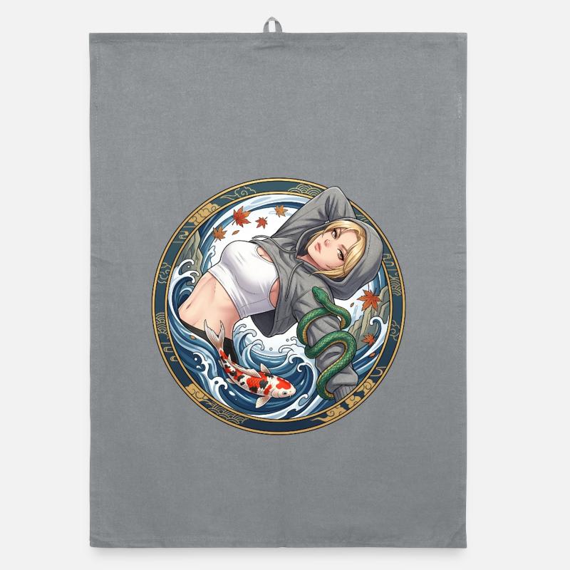Wave Queen Pullover Hoodie Organic dish towel