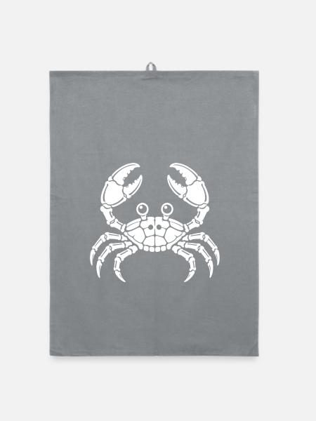 Süßes Skelett Krabbe Krebs Meer Cartoon Shirt - Organic Geschirrtuch - Grau - Vorne