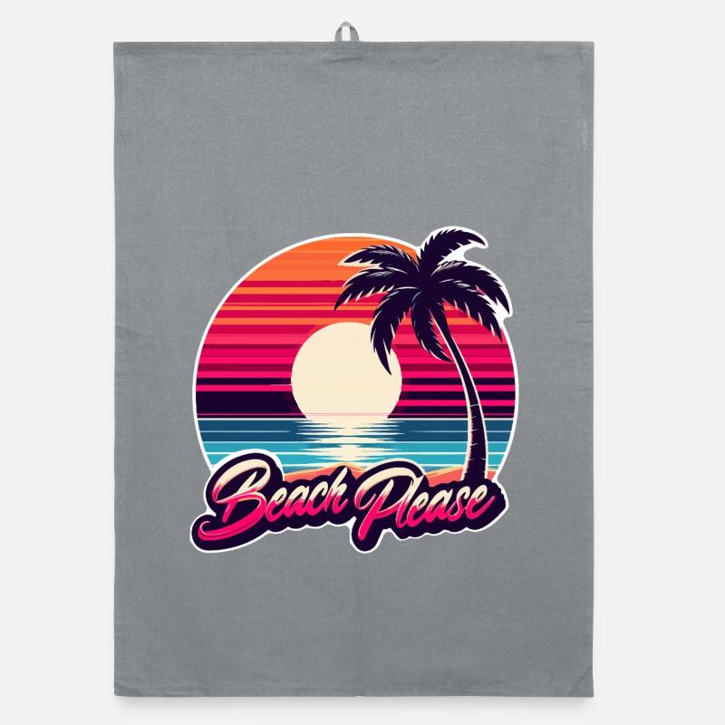 Coucher de soleil plage Beach Please Torchon bio