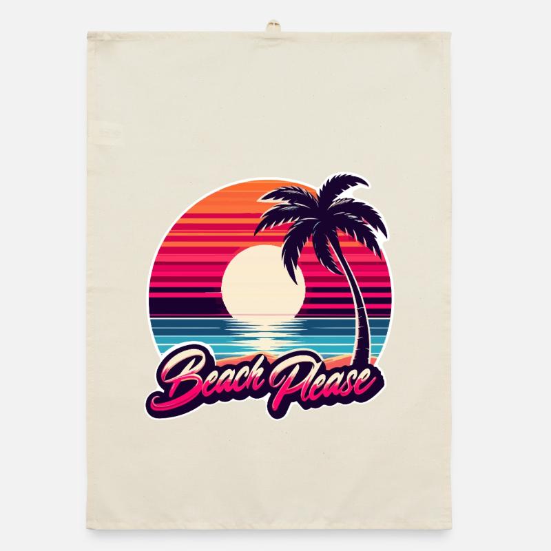Coucher de soleil plage Beach Please Torchon bio
