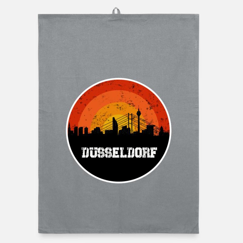 Skyline Düsseldorf - Organic Geschirrtuch - Grau