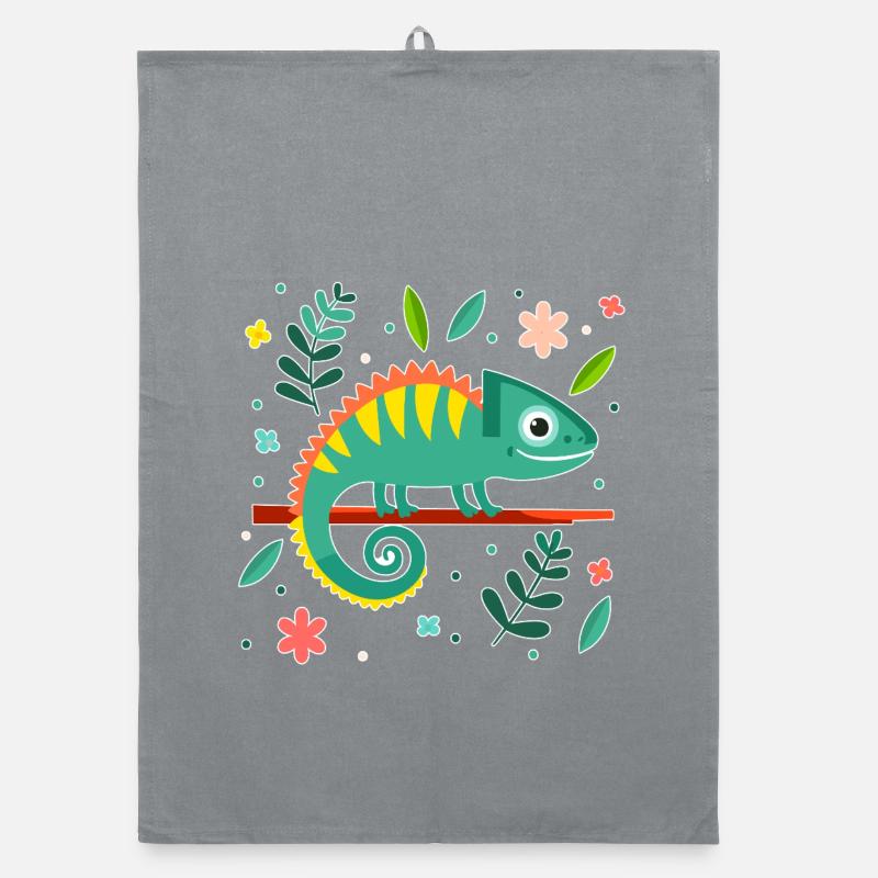 Chameleon (Plain and Leaves) Organic dish towel
