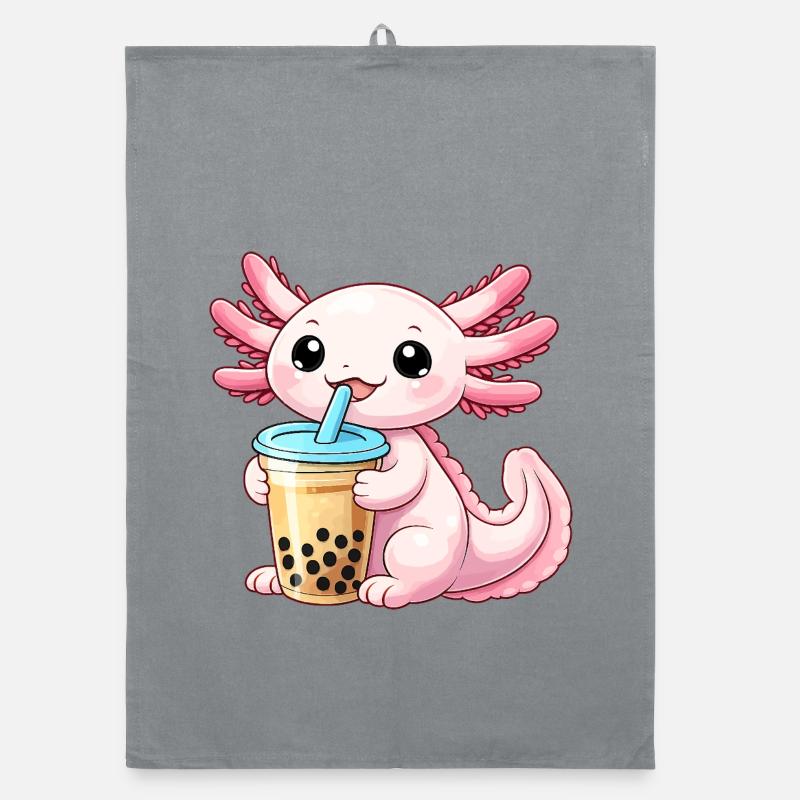 Bubble Tea Drachen-Anhänger - Organic Geschirrtuch - Grau
