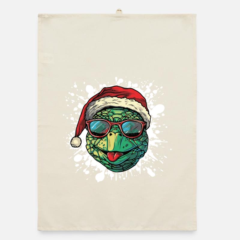 Turtle Christmas Funny Organic dish towel