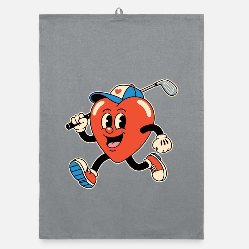 Dessin animé Heart Golf Torchon bio