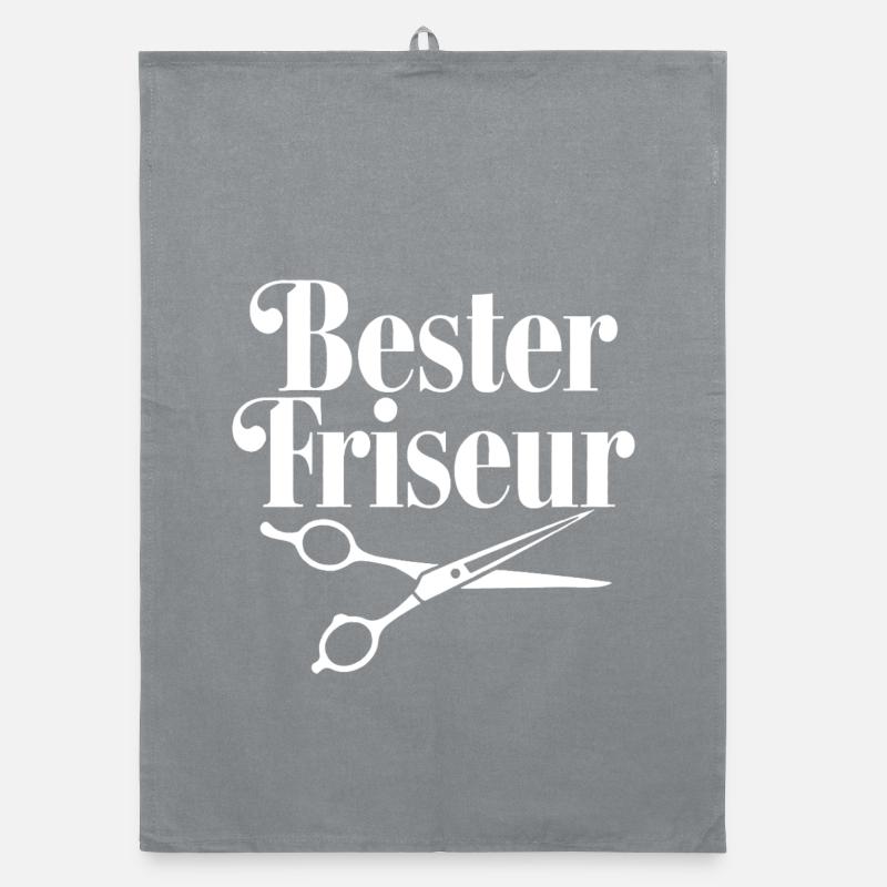 Bester Friseur mit Scheren-Logo - Organic Geschirrtuch - Grau
