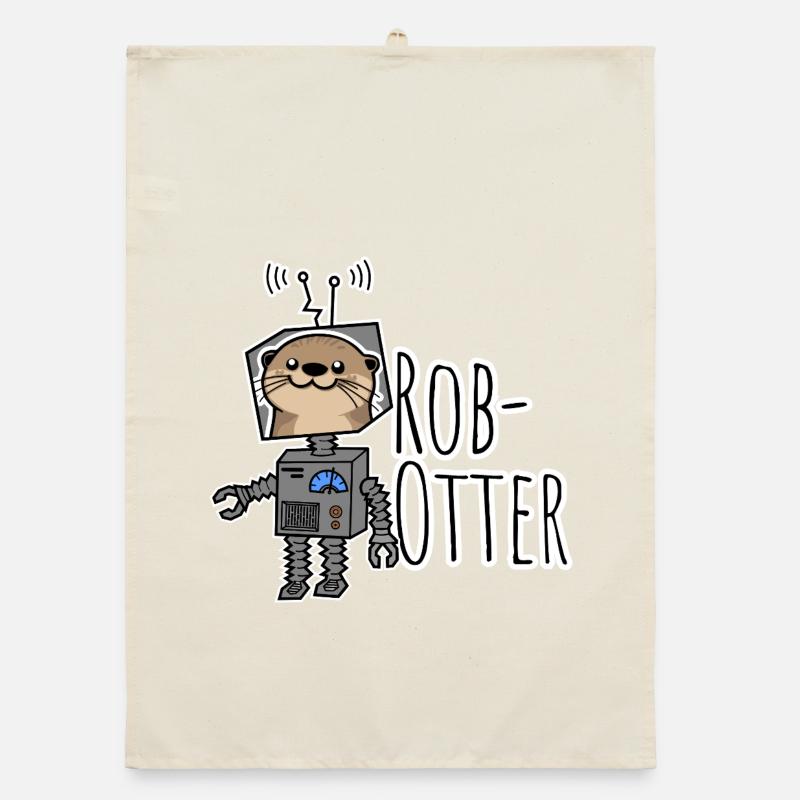 Rob-Otter - Half Otter, Half Robot Pun! Organic dish towel