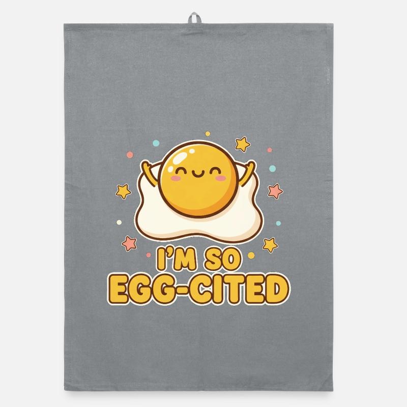 I’m So Egg-cited Kawaii Spiegelei Wortspiel Organic Geschirrtuch