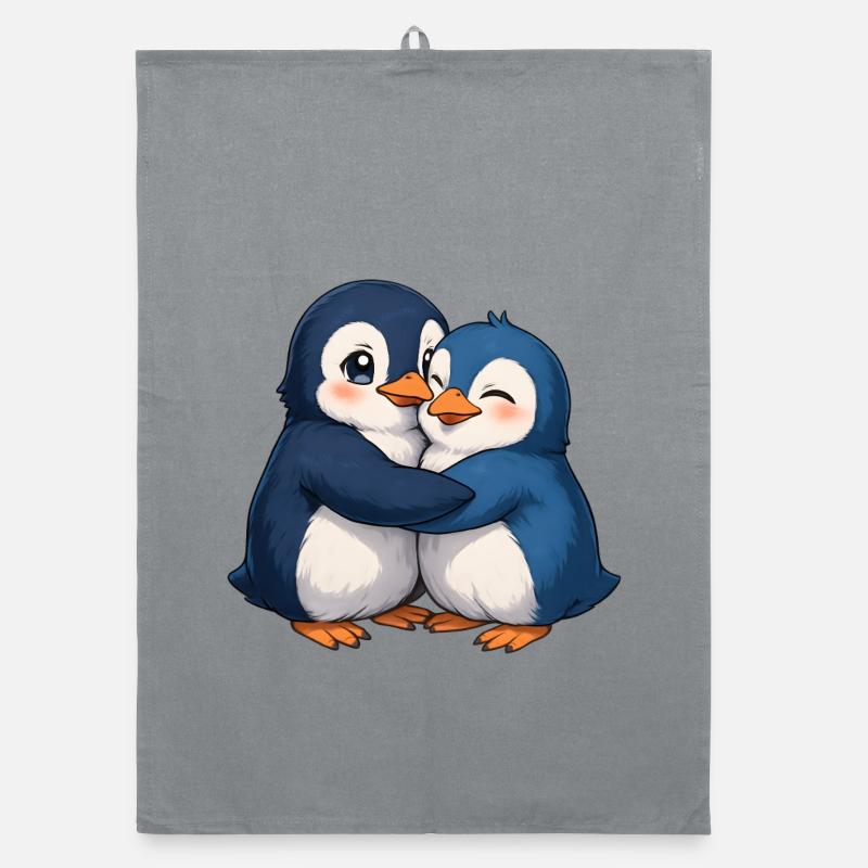 Cuddly penguin hug Organic dish towel