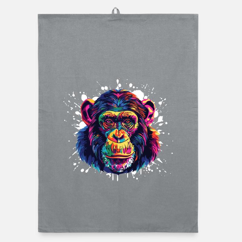 Monkey Portrait Splash Organic dish towel