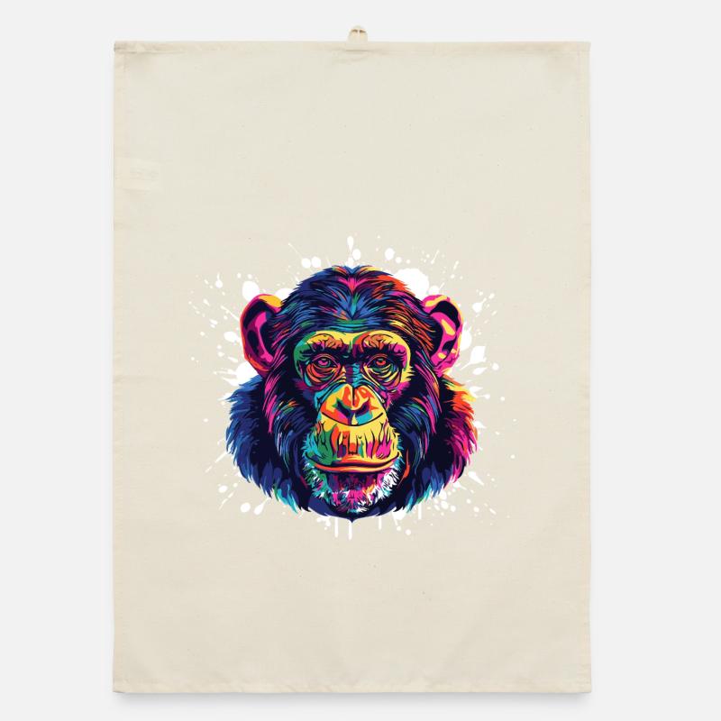 Monkey Portrait Splash Organic dish towel