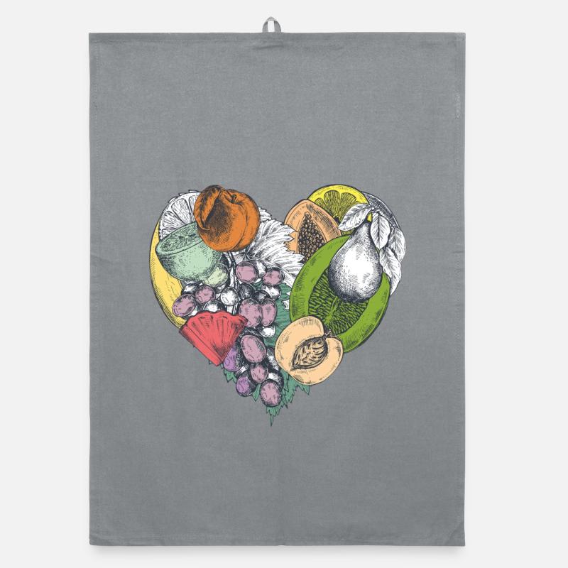 Fruchtherz Collage Organic Geschirrtuch