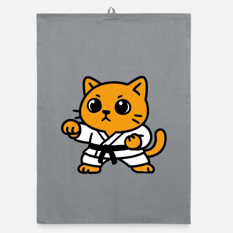 Combattant chat en costume de karaté Torchon bio