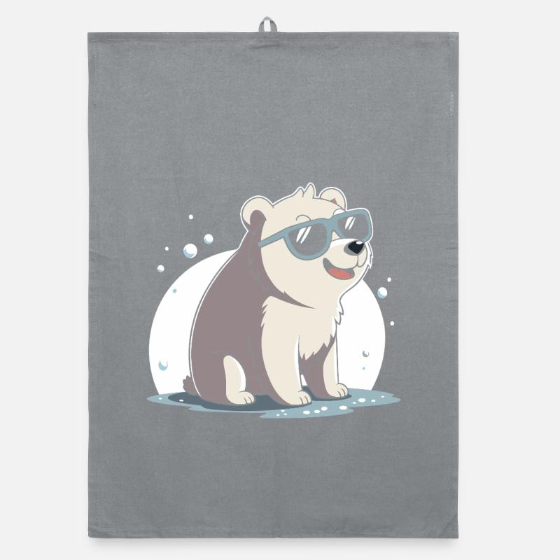 Schicker Eisbär mit Brille Organic Geschirrtuch