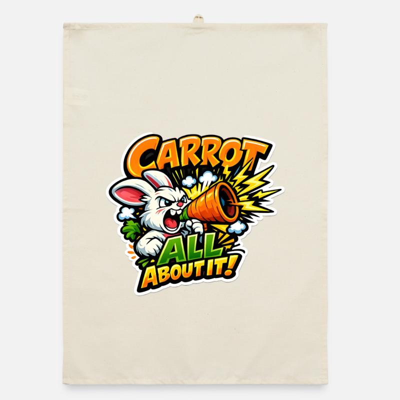 Karotten Megafon Bunny – Comic Stil Organic Geschirrtuch